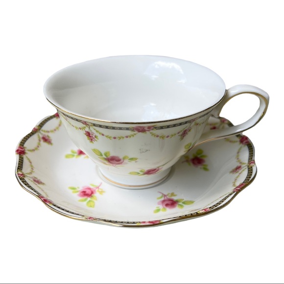 Grace Tea Ware Rose Teacup Saucer Set of Two Beautiful Rose Vintage Bone China - Picture 3 of 13